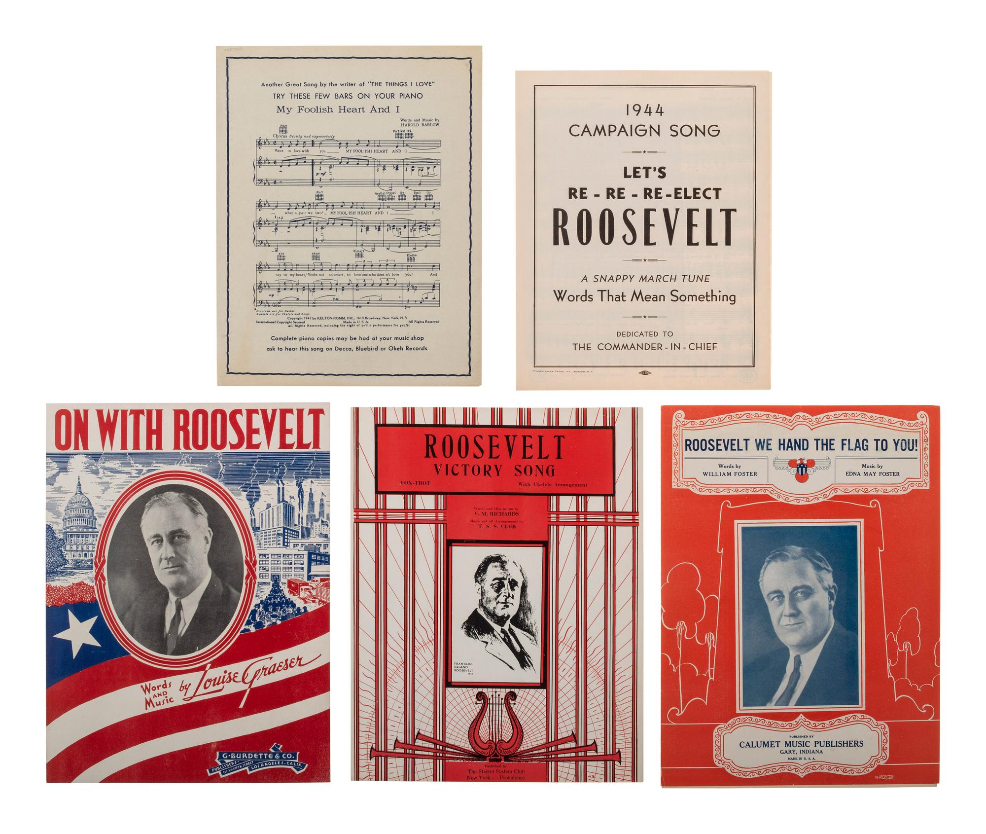 [ROOSEVELT, Franklin Delano (1882-1945). A large group of broadsides, pamphlets, tickets, and other campaign ephemera.