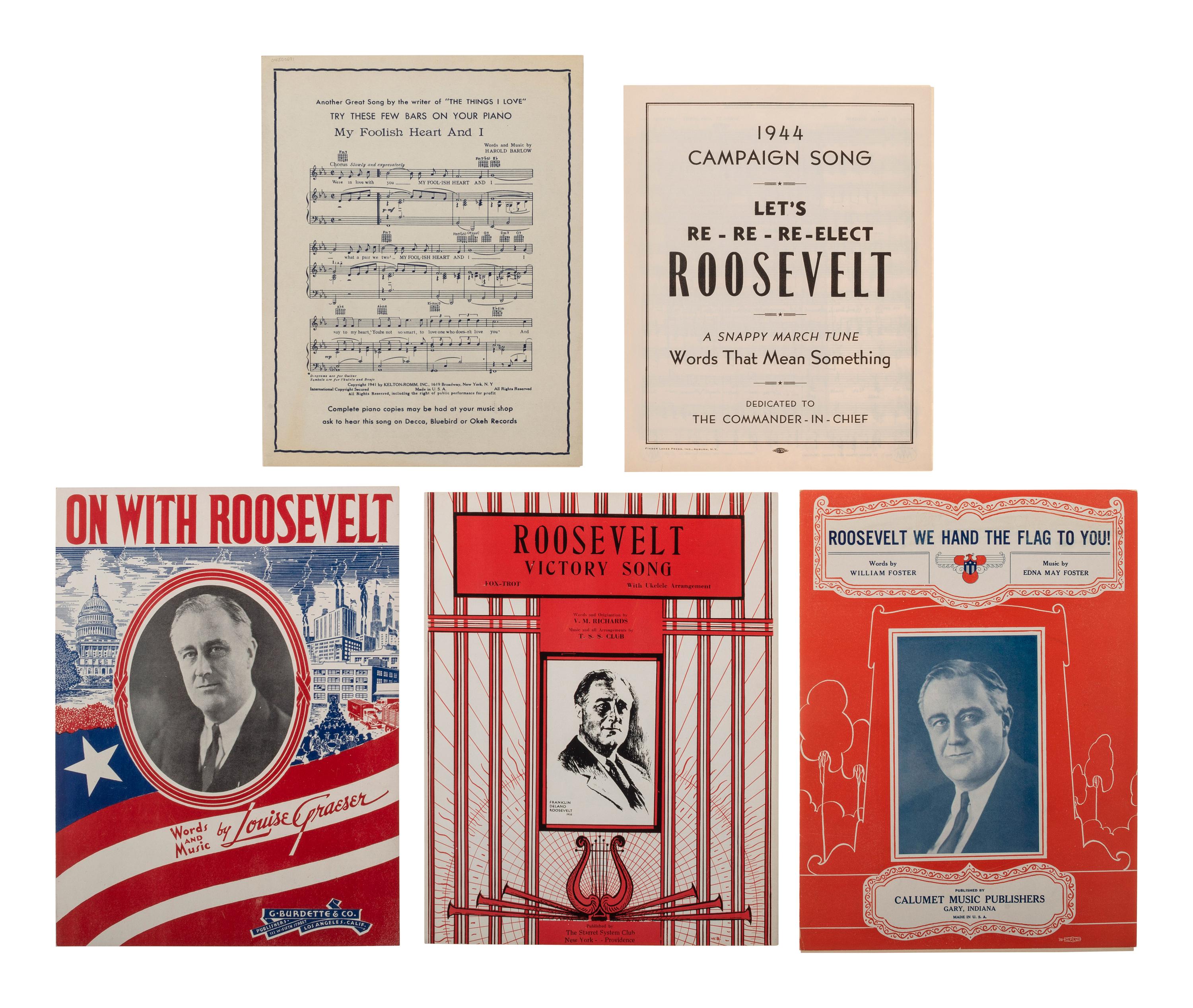 [ROOSEVELT, Franklin Delano (1882-1945). A large group of broadsides, pamphlets, tickets, and other campaign ephemera.
