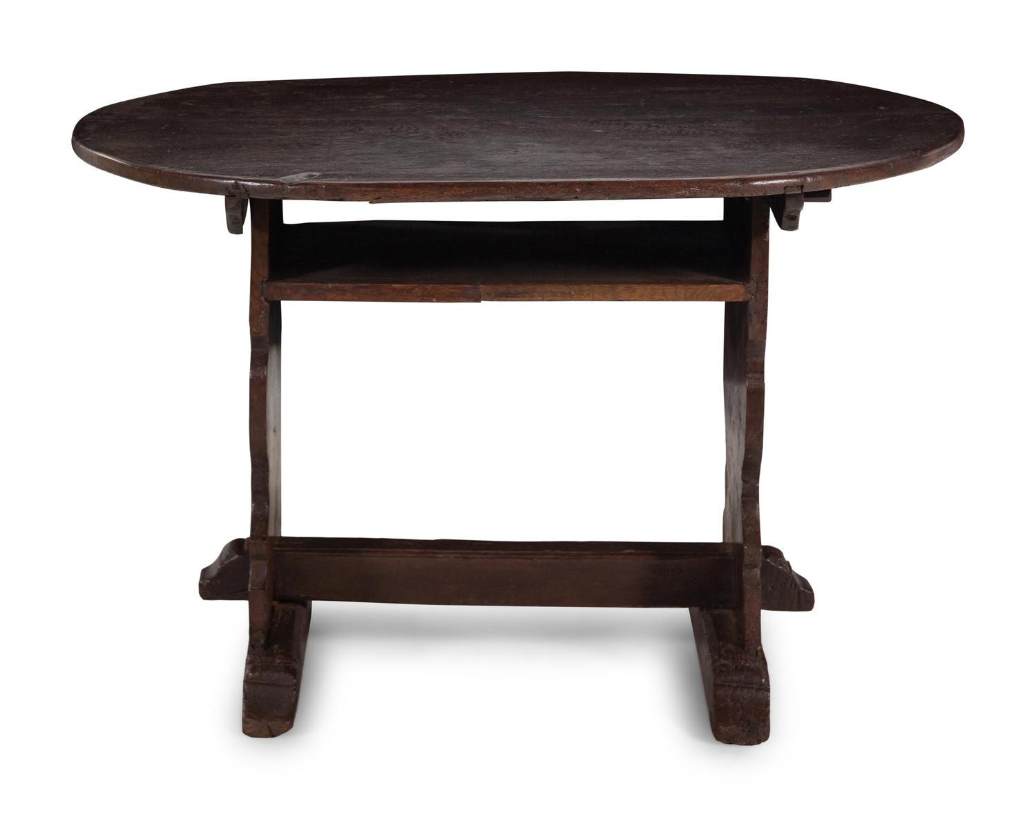 A Continental Oak Oval Trestle Table