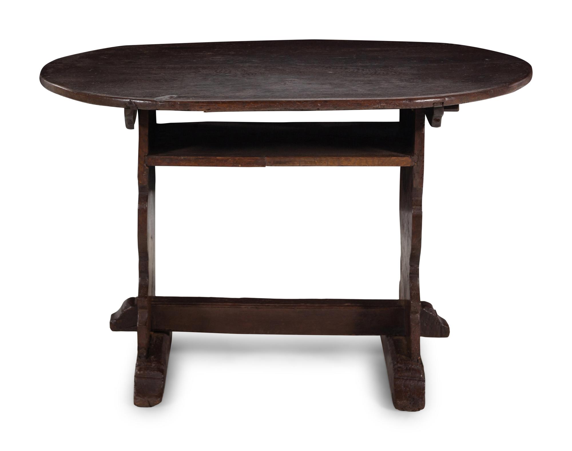 A Continental Oak Oval Trestle Table