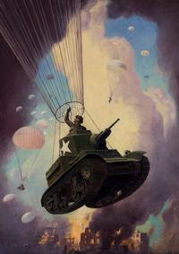 LEYDENFROST, Alexander (1888-1961). Tank Paratroopers Fly into Combat. c. 1943.