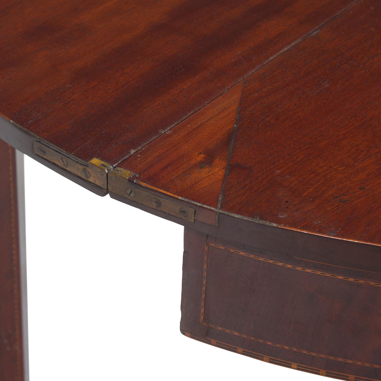 A Federal Inlaid Mahogany Demilune Card Table