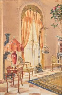 William Bruce Ellis Ranken (Scottish, 1881–1941) — Interior Scene with Bird , 1917