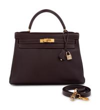 Hermès Dark Brown Leather 32cm Kelly Bag, 1998