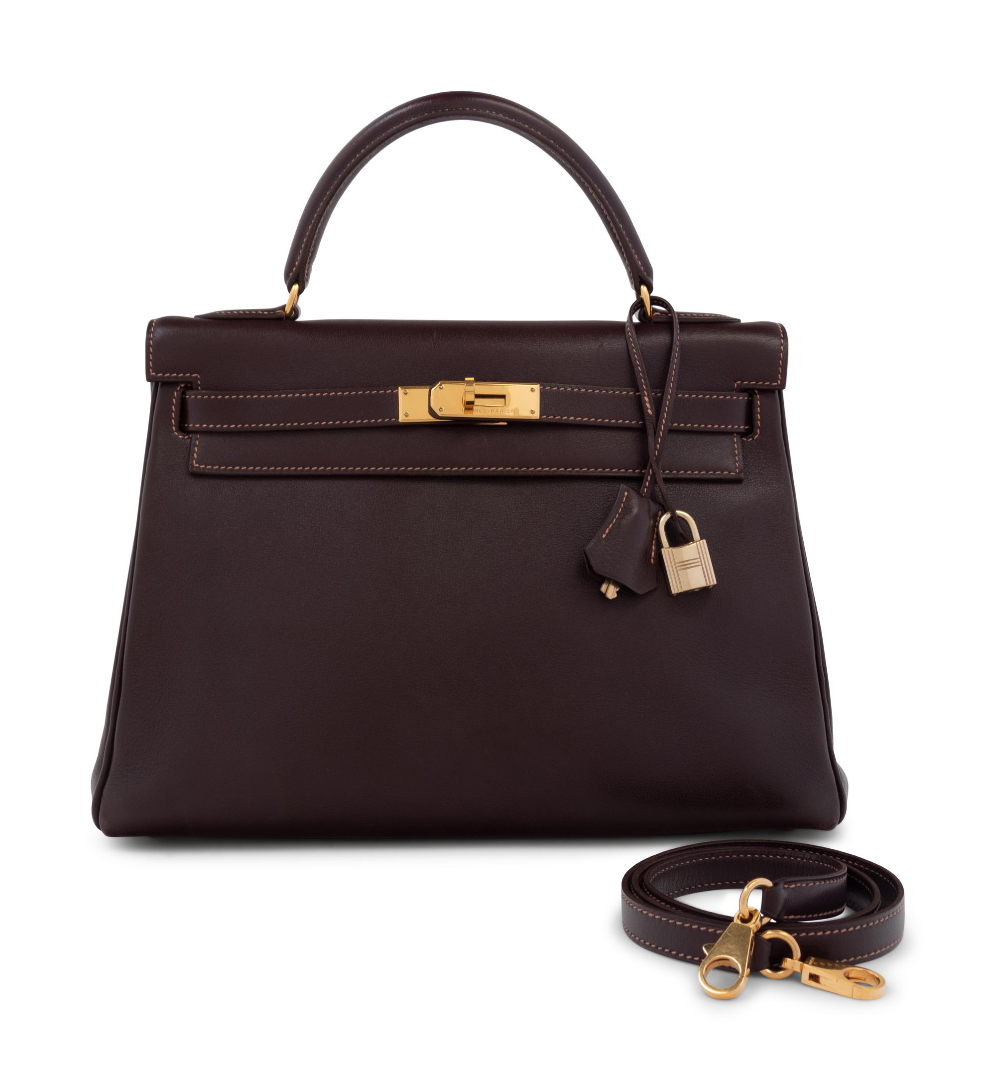 Hermès Dark Brown Leather 32cm Kelly Bag, 1998