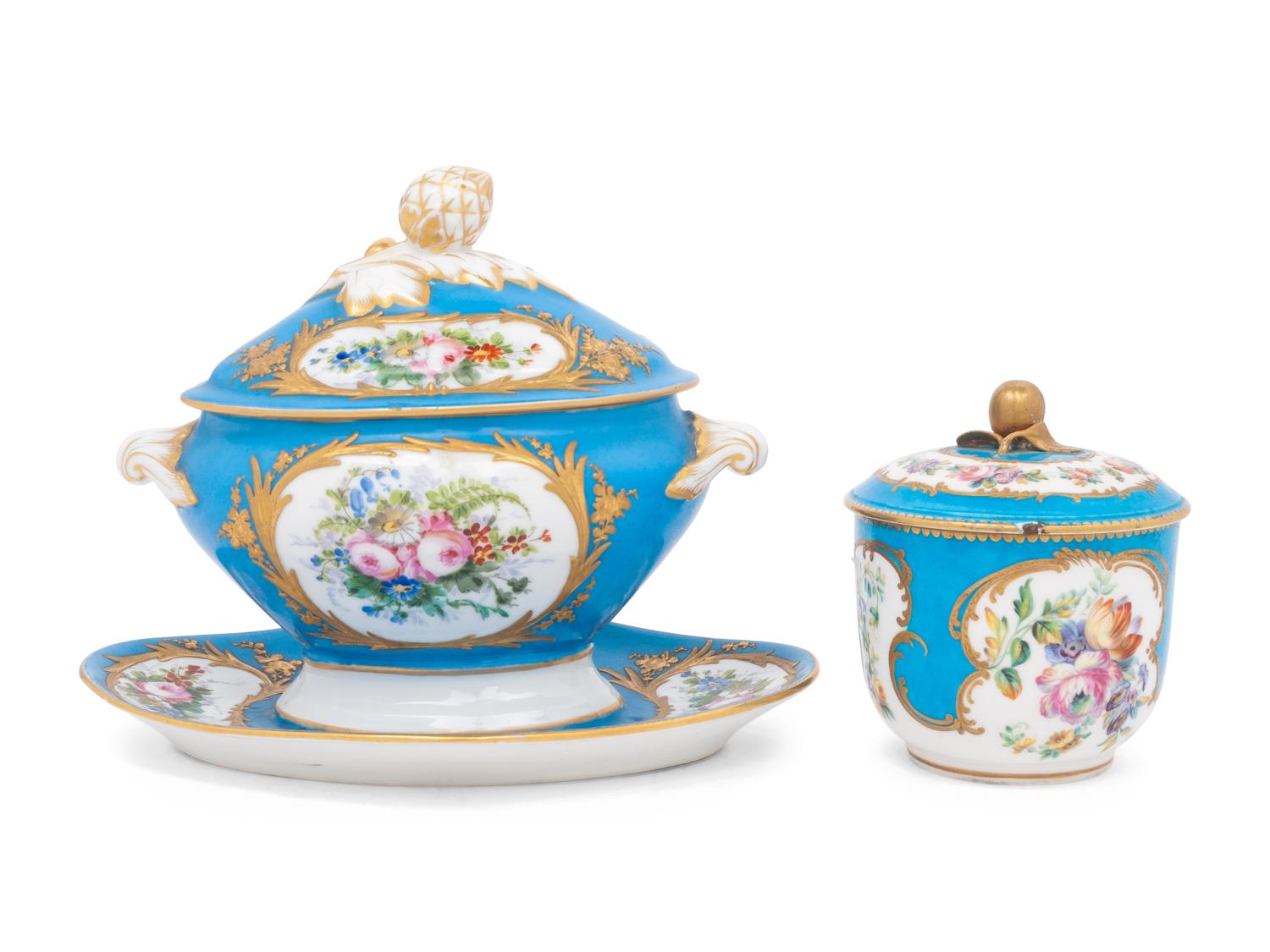 Two Sèvres Bleu Celeste Porcelain Articles