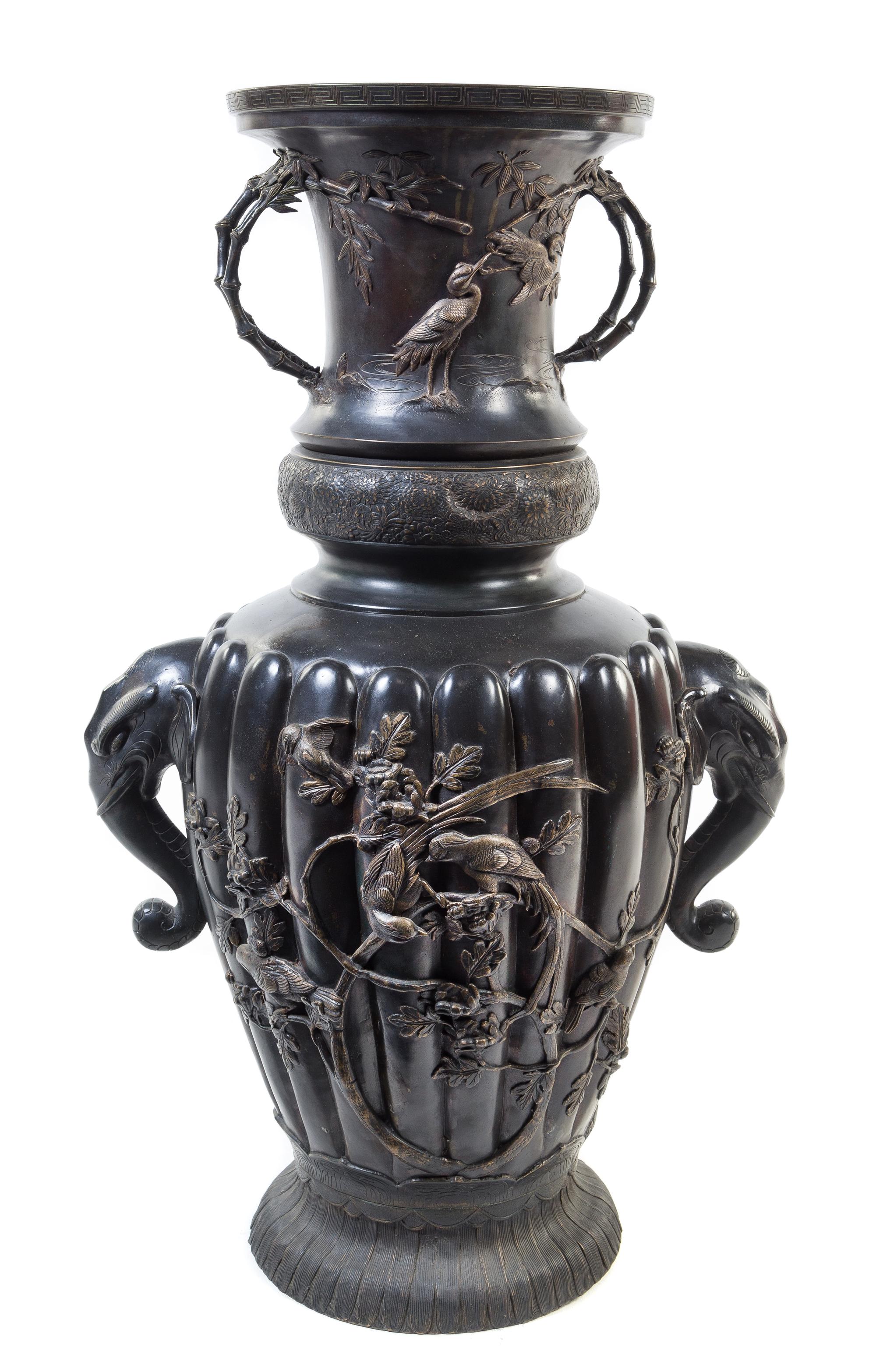 A Massive Bronze Vase Height 38 1/2 inches.