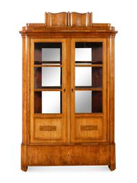 A Biedermeier Line-Inlaid Fruitwood Bookcase
