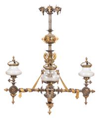 A Victorian Ebonized and Parcel Gilt Fixture Height 45 inches.