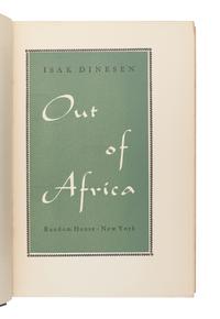 DINESEN, Isak [Karen Blixen] (1885-1962). Out of Africa. New York: Random House, 1938.