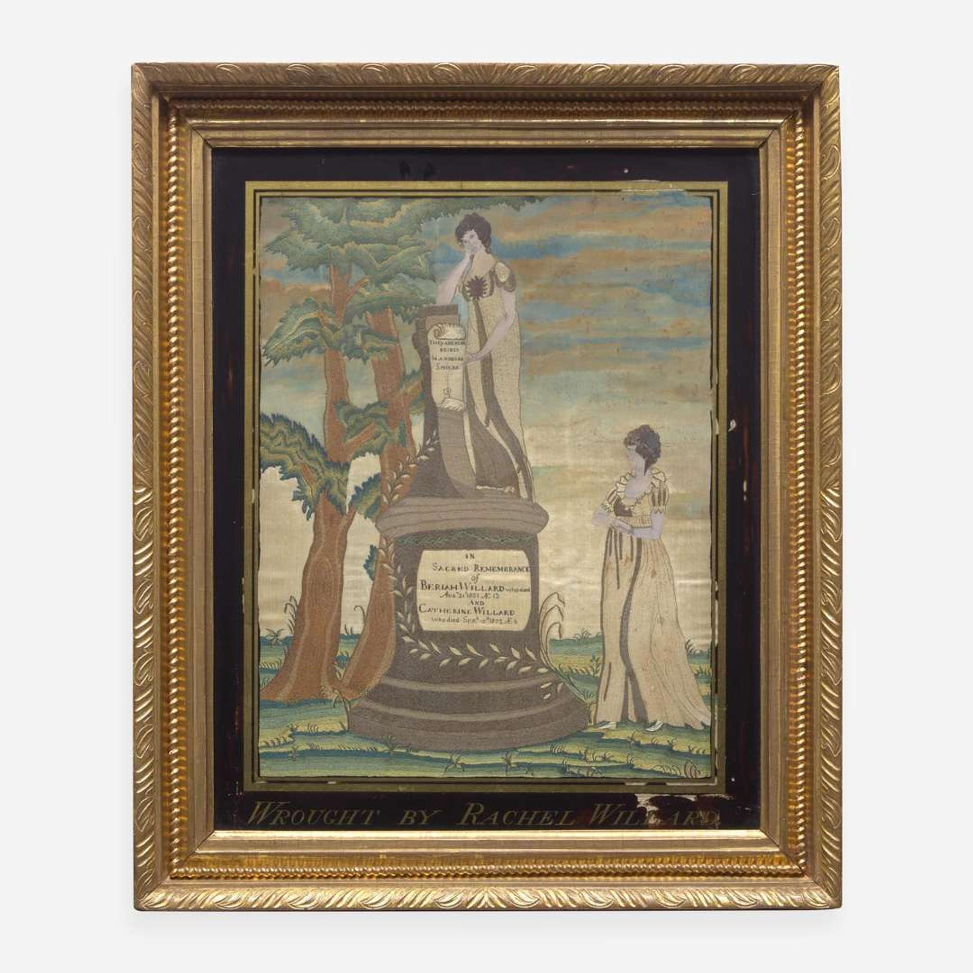 A memorial needlework wrought by Rachel Willard (1785-1808) Attributed to the Susanna Rowson Academy, Roxbury, MA, circa 1803