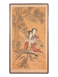 Two Chinese Paintings Depicting Ladies