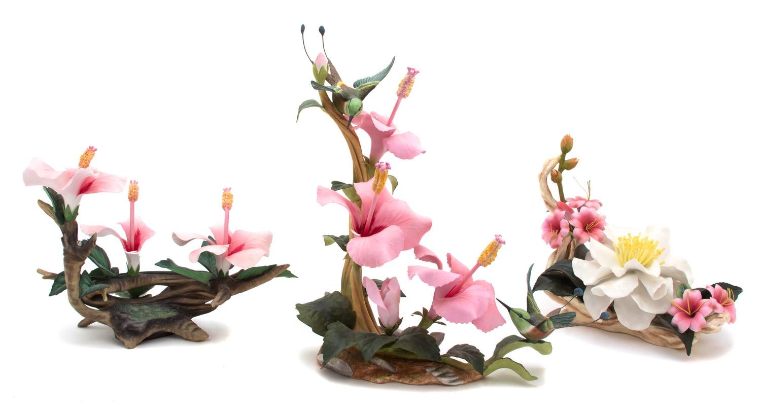 Three Boehm Porcelain Floral Branches Length 11 inches. — 20TH CENTURY