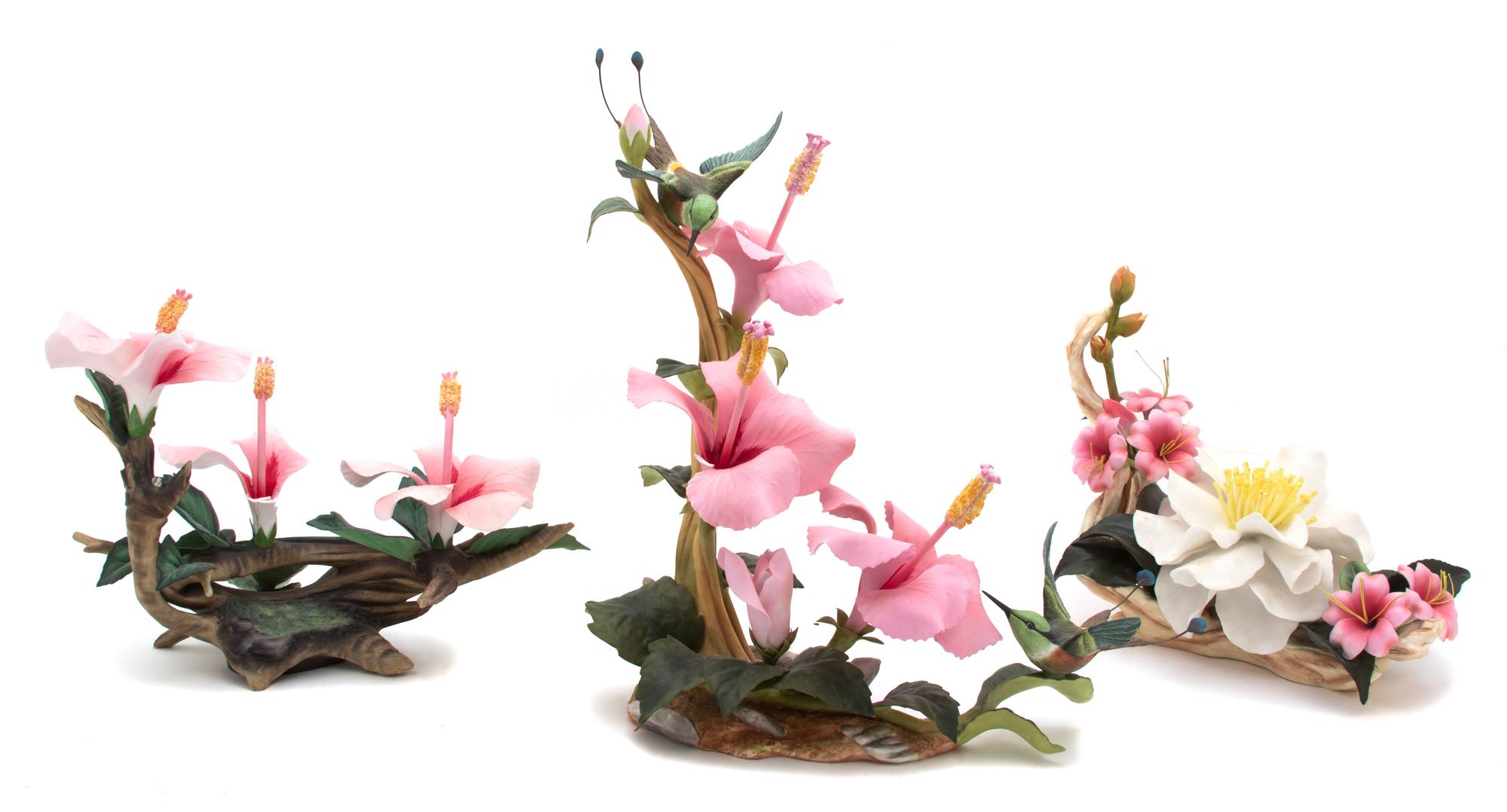 Three Boehm Porcelain Floral Branches Length 11 inches. — 20TH CENTURY