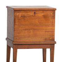 A Late Federal Inlaid Walnut and Cherrywood Sugar Chest on Stand