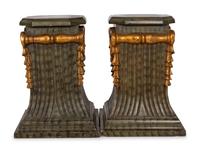A Pair of Large Italian Polychrome and Giltwood Pedestals