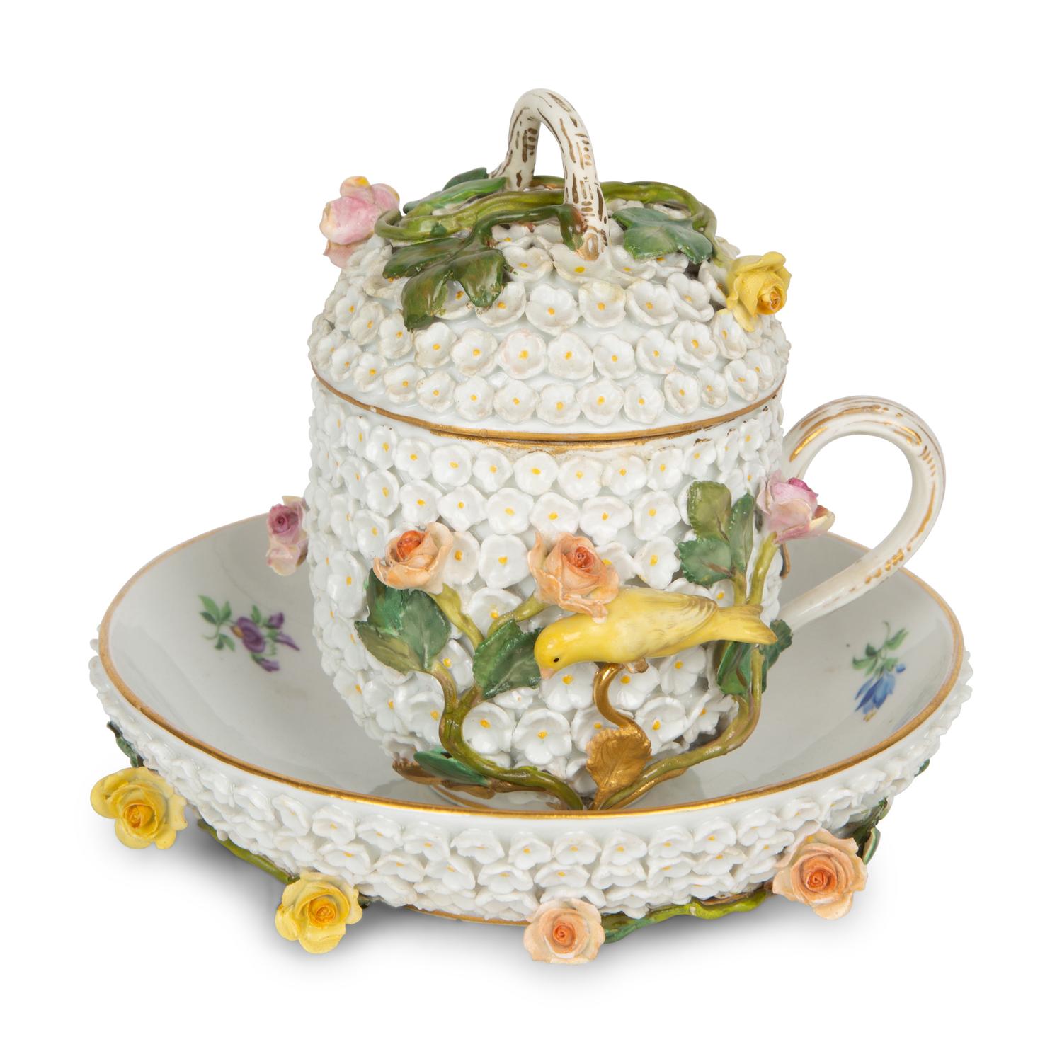 A Meissen Porcelain Schneeballen Cup and Saucer — 19TH/20TH CENTURY