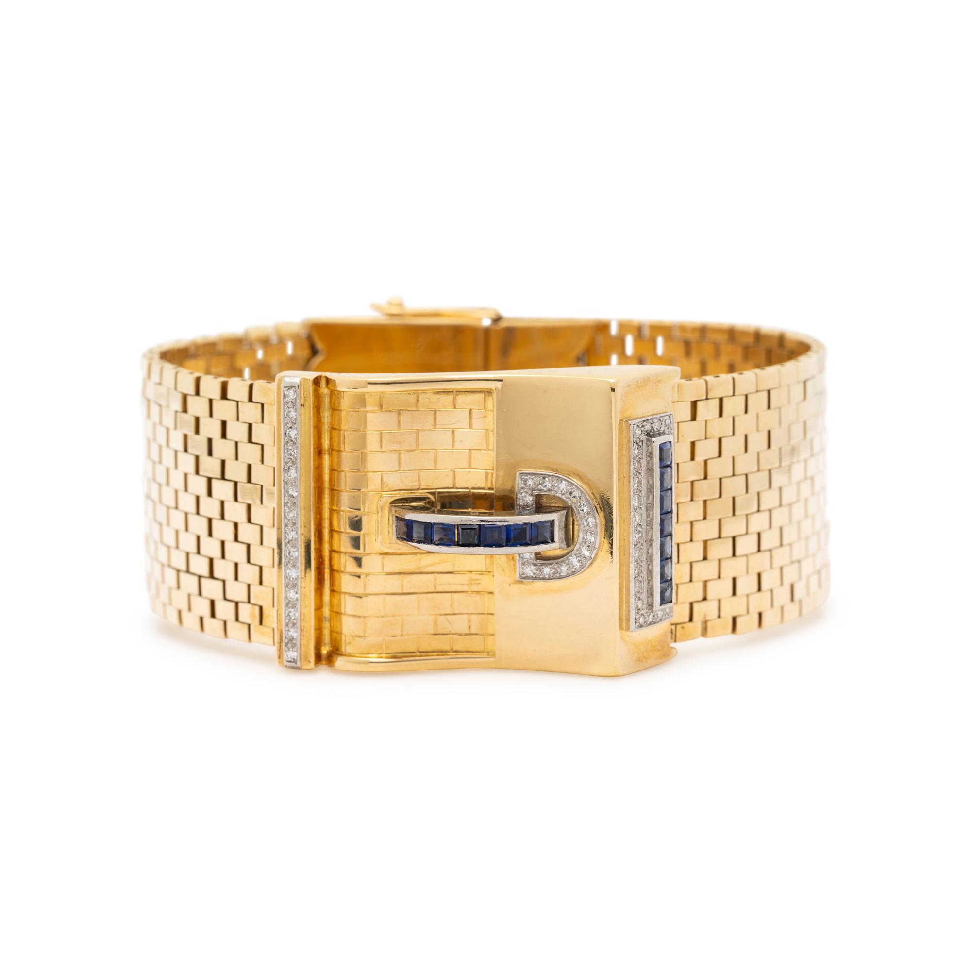 YELLOW GOLD, SAPPHIRE, AND DIAMOND BRACELET
