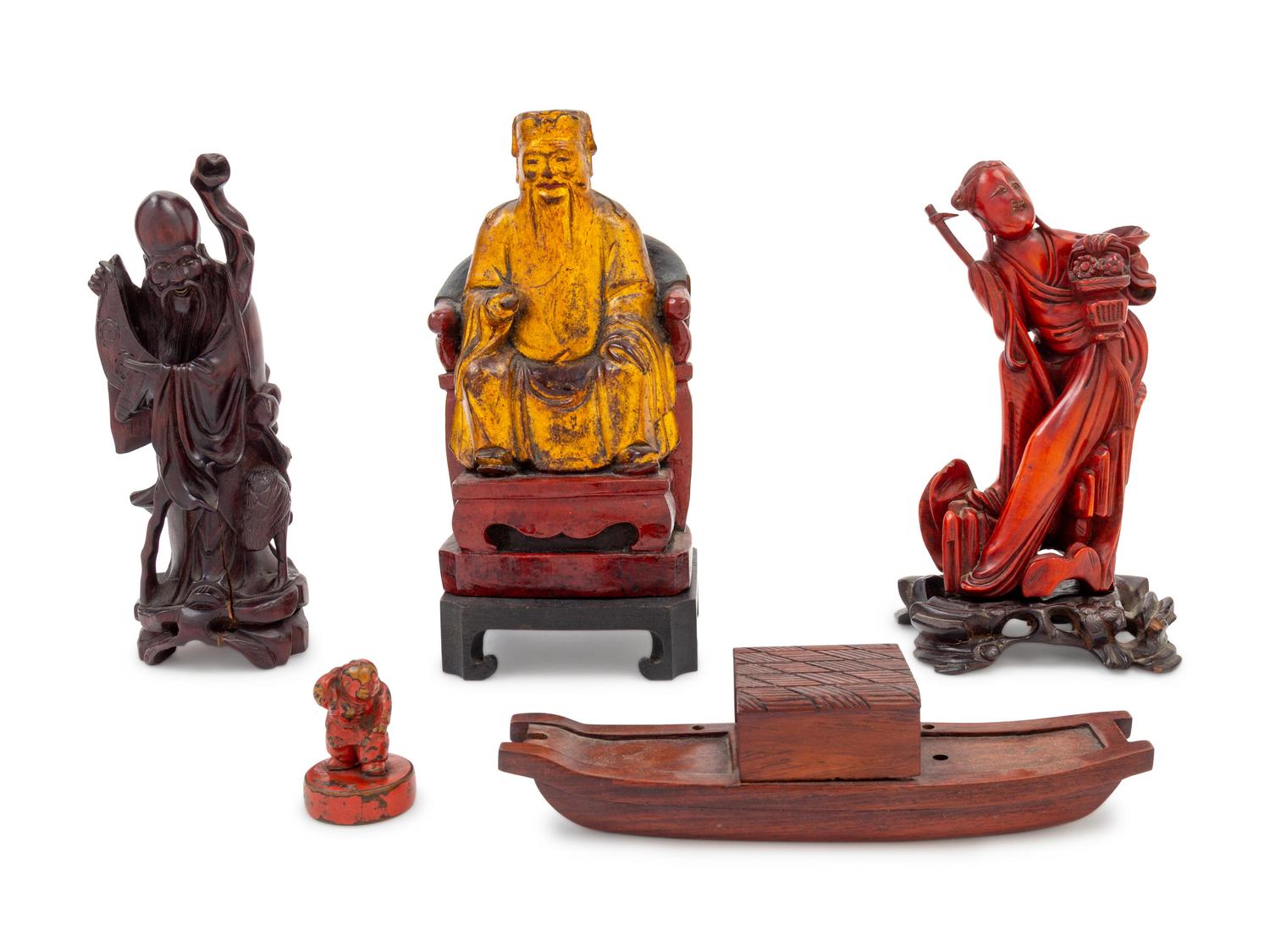 Five Chinese Wood Carvings