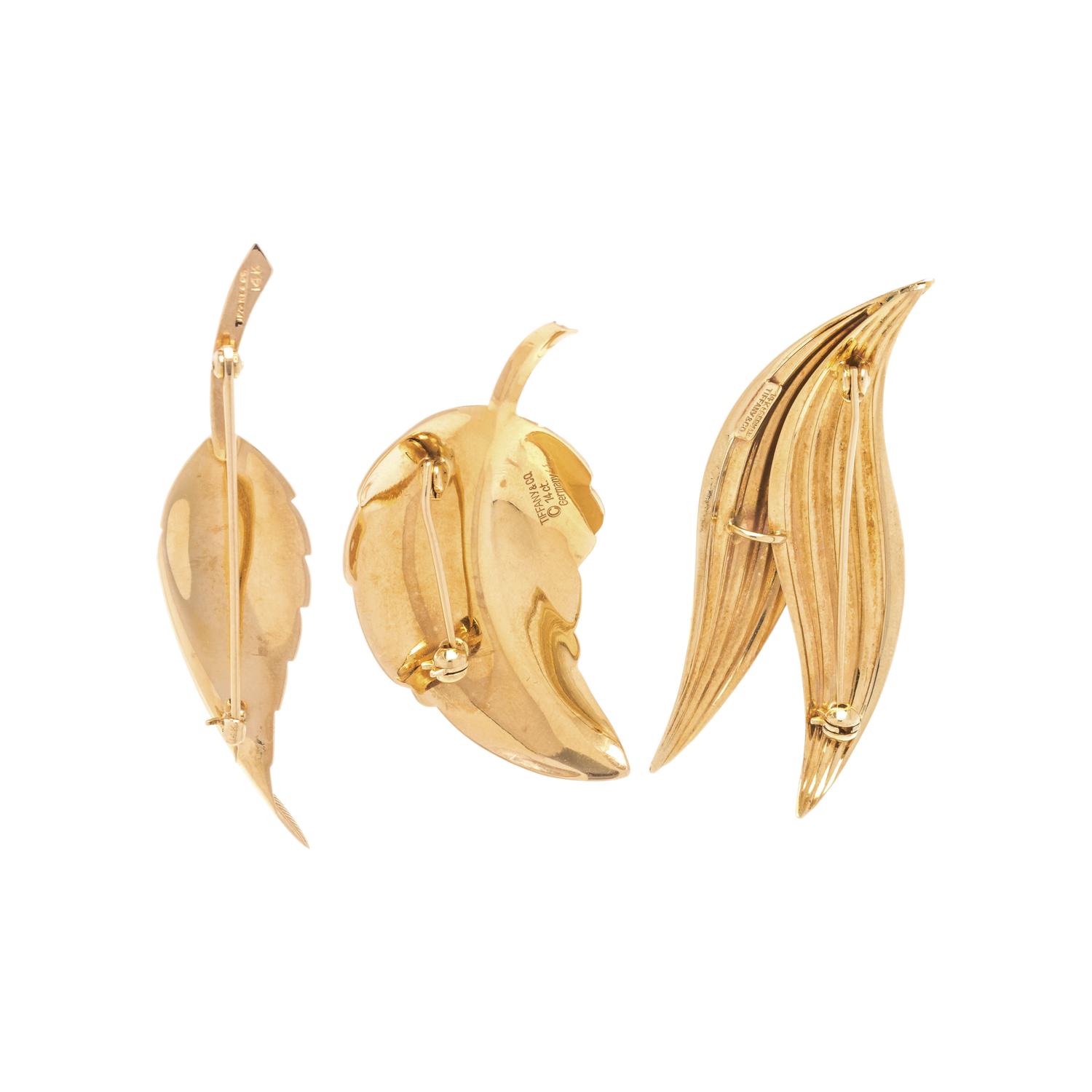 TIFFANY & CO., COLLECTION OF YELLOW GOLD LEAF BROOCHES