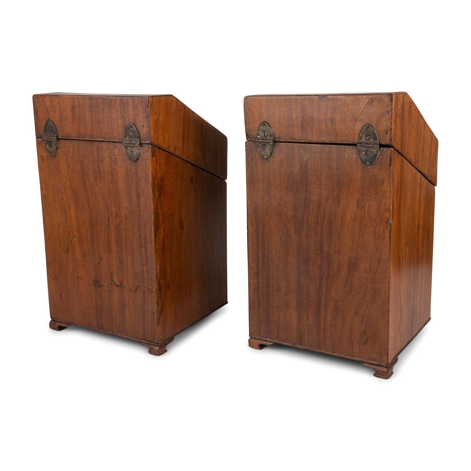 A Pair of George III Figured Mahogany Knife Boxes