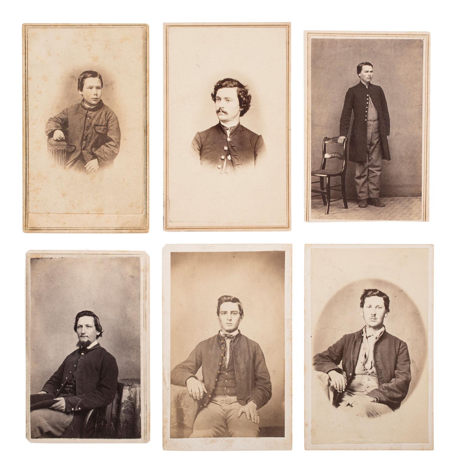 [MILITARIA]. 26 photographs, incl. CDVs of Civil War officers and enlisted men, some identified.