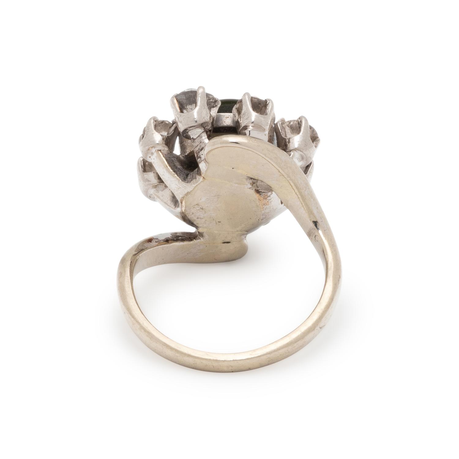 BLACK STAR SAPPHIRE AND DIAMOND RING