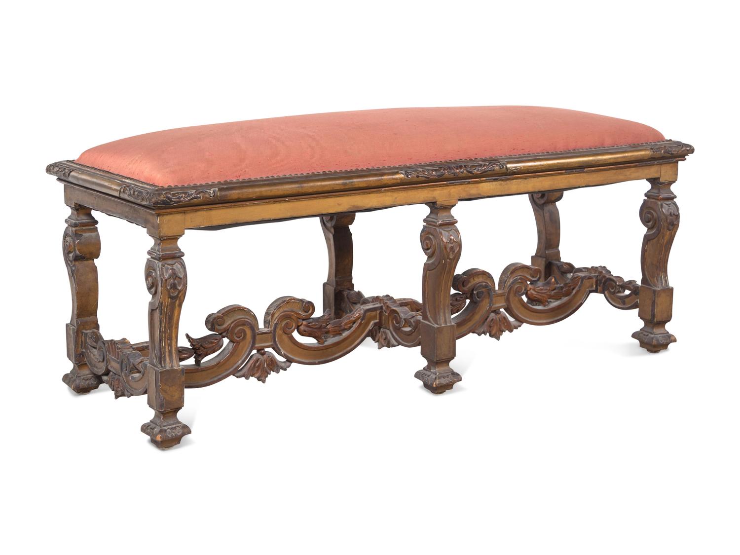 A Louis XIV Style Giltwood Bench
