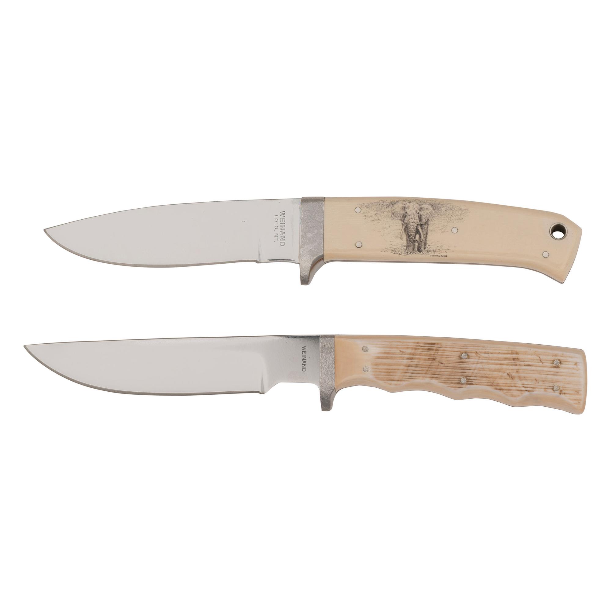 Lot of Two Gerome Weinand Mastadon Ivory Handle Knives