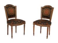 A Pair of Louis XVI Style Mahogany Side Chairs