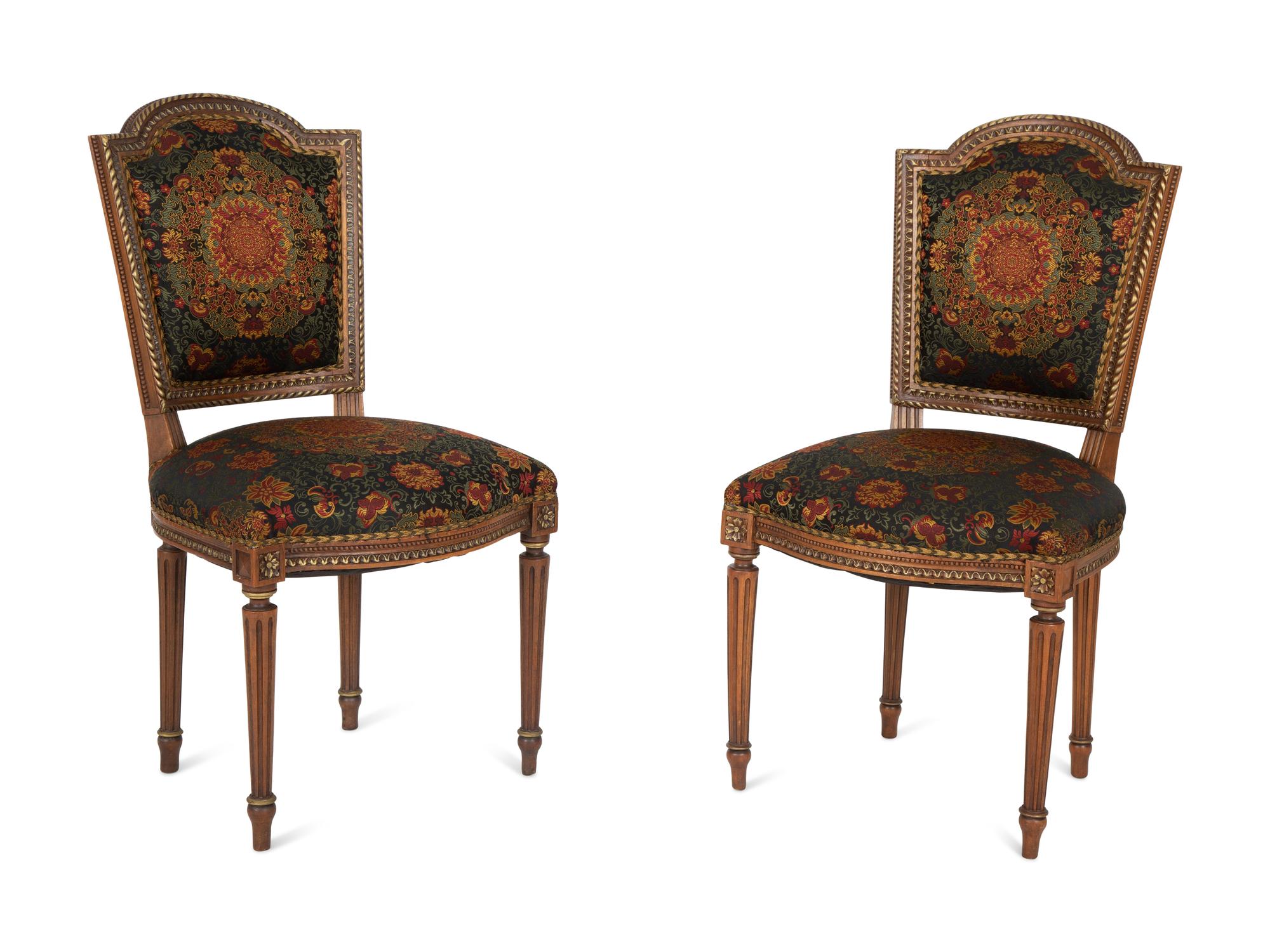 A Pair of Louis XVI Style Mahogany Side Chairs