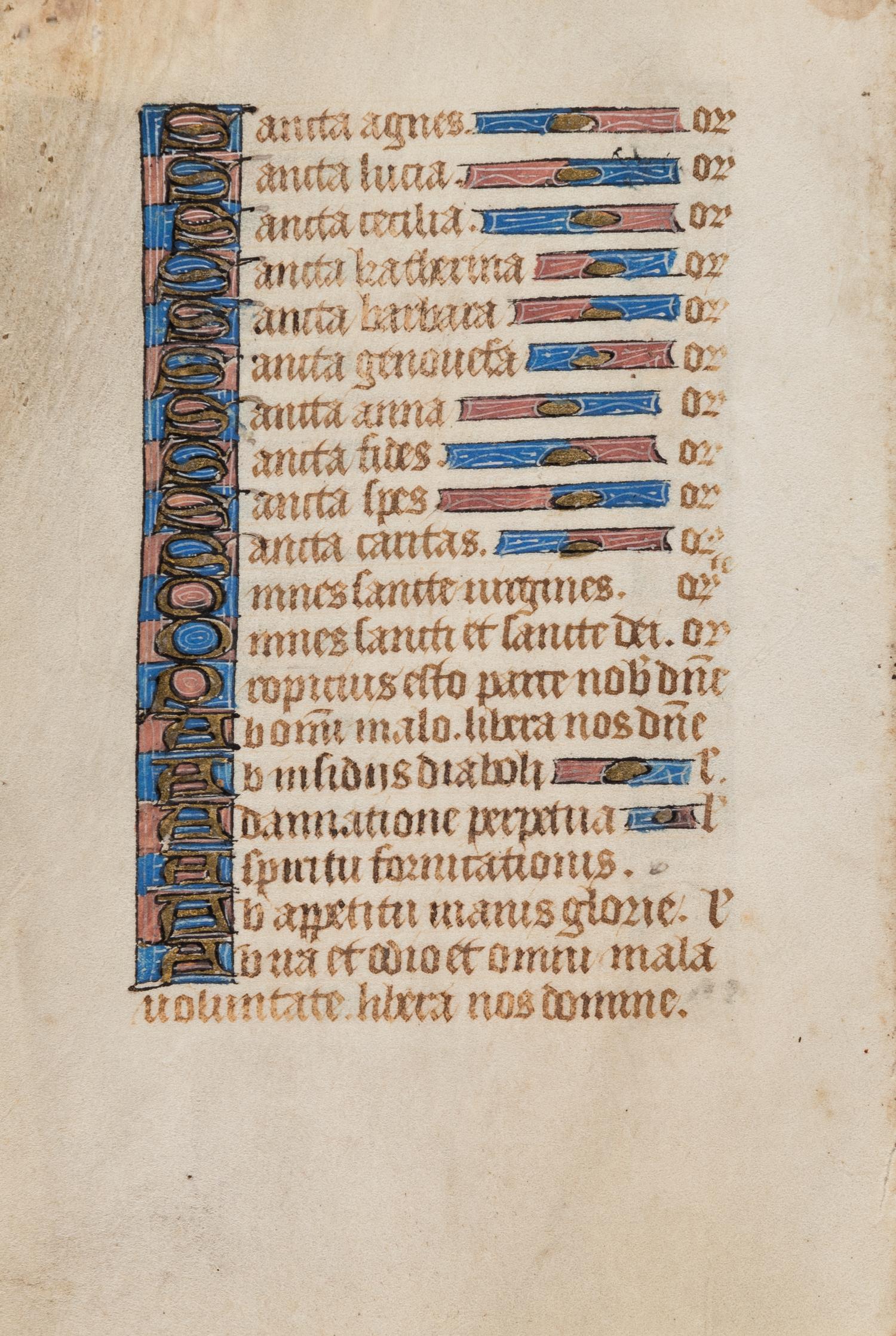 [BOOK OF HOURS]. A group of 25 leaves from medieval and renaissance manuscripts and printed books, including 5 or more from Otto Ege’s Fifty Original Leaves from Medieval Manuscripts. Western Europe: XII-XVI Century [compiled Cleveland, c.1950] and Original Leaves from Famous Bibles: Nine Centuries, 1121-1935 A.D [Compiled Cleveland, c.1950]. Various sizes, including: