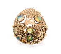 An 18 Karat Yellow Gold and Fire Opal Ring, 6.50 dwts.