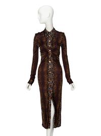 VERSACE, SNAKESKIN PRINT STRETCH DRESS