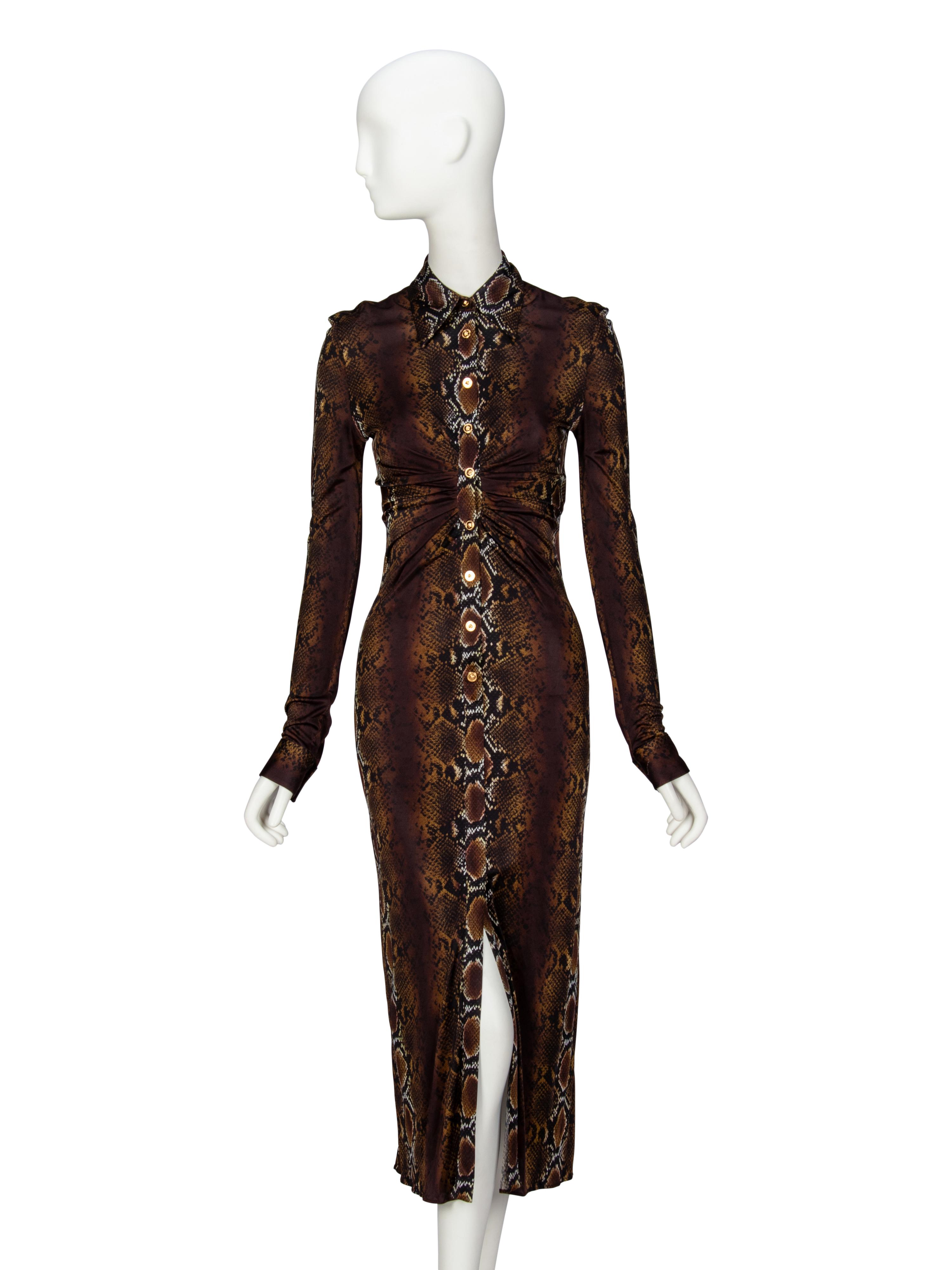 VERSACE, SNAKESKIN PRINT STRETCH DRESS