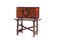 A Spanish Marquetry Vargueño and Stand