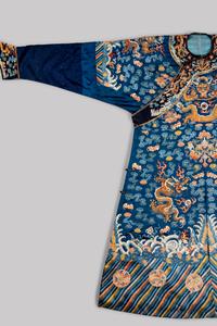 A Blue Ground Embroidered Silk Dragon Robe, Jifu