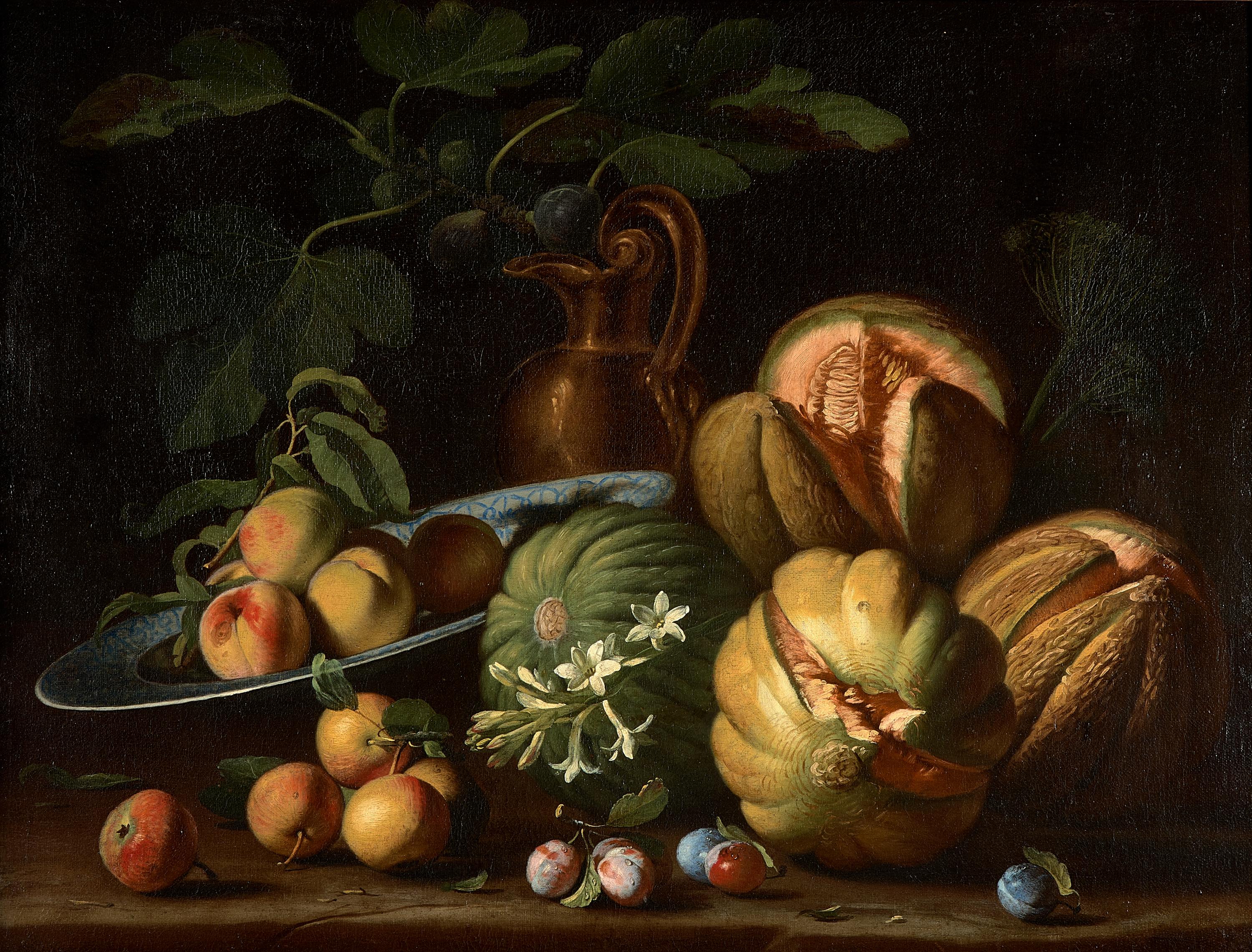 Attributed to Marc Antonio Rizzi (Italian, 1648-1723) — Still Life with Fruit and Flowers