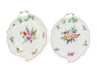 A Pair of Meissen Porcelain Leaf-Form Dishes