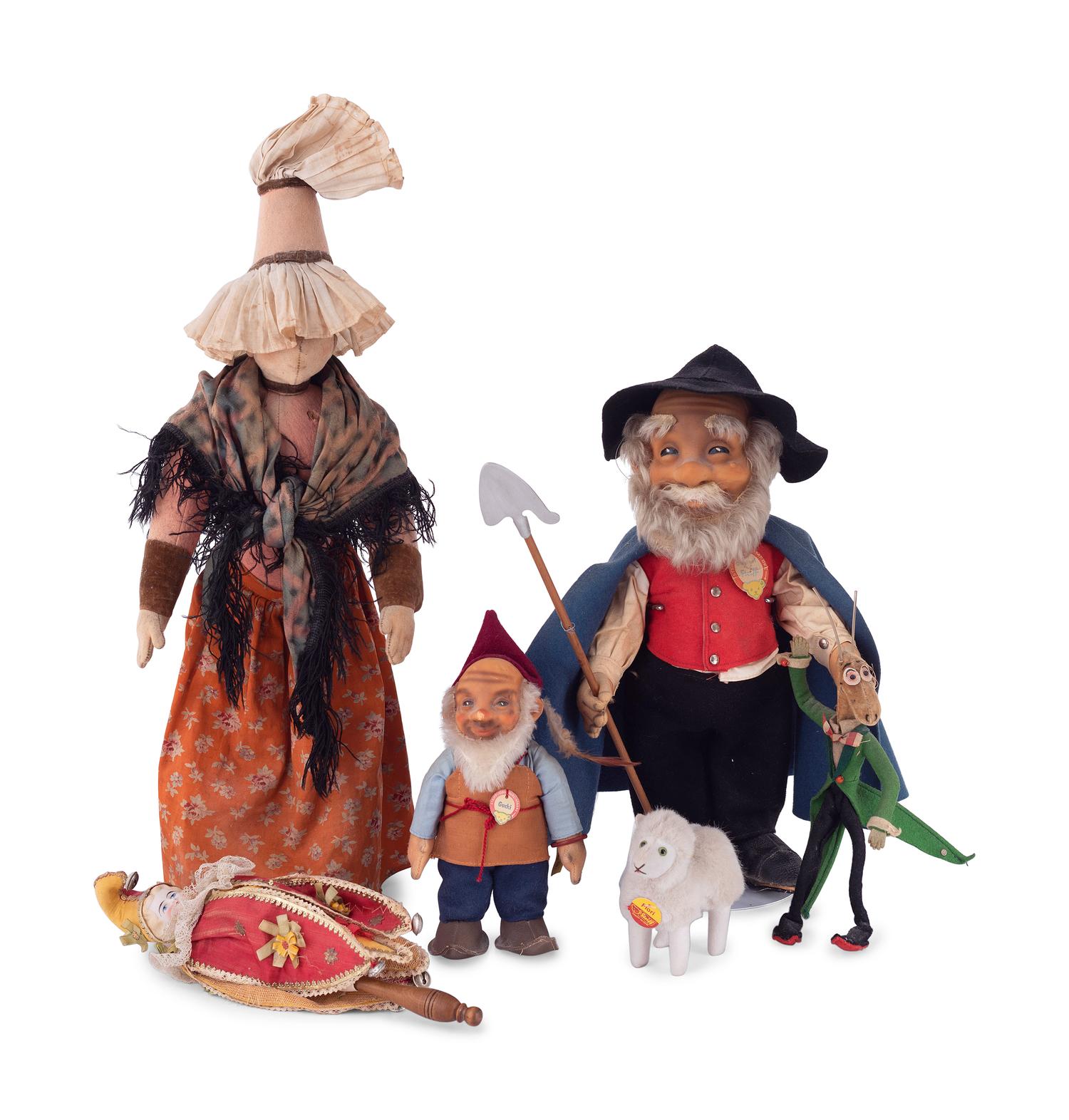 A Group of Vintage Toys, Including Steiff Dolls