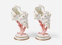 A Pair of Wedgwood Bone China Conchology Table Ornaments, UK, circa 1895