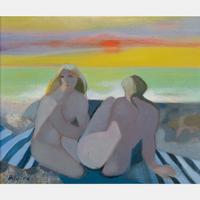 Sur la plage le soir