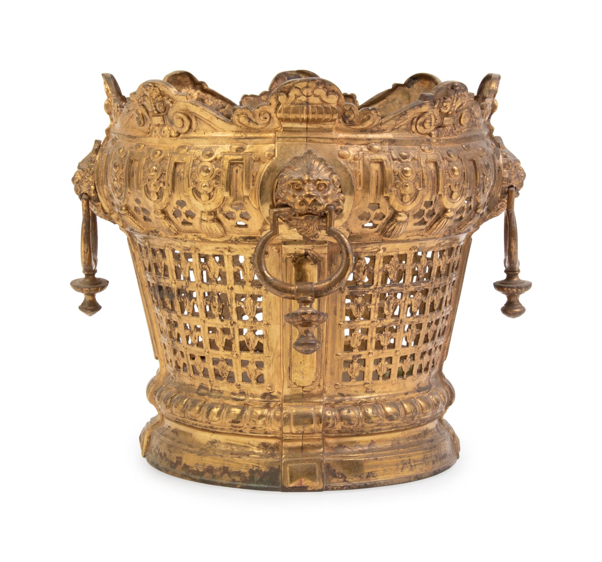 A Victorian Gilt Metal Stand and Jardinière