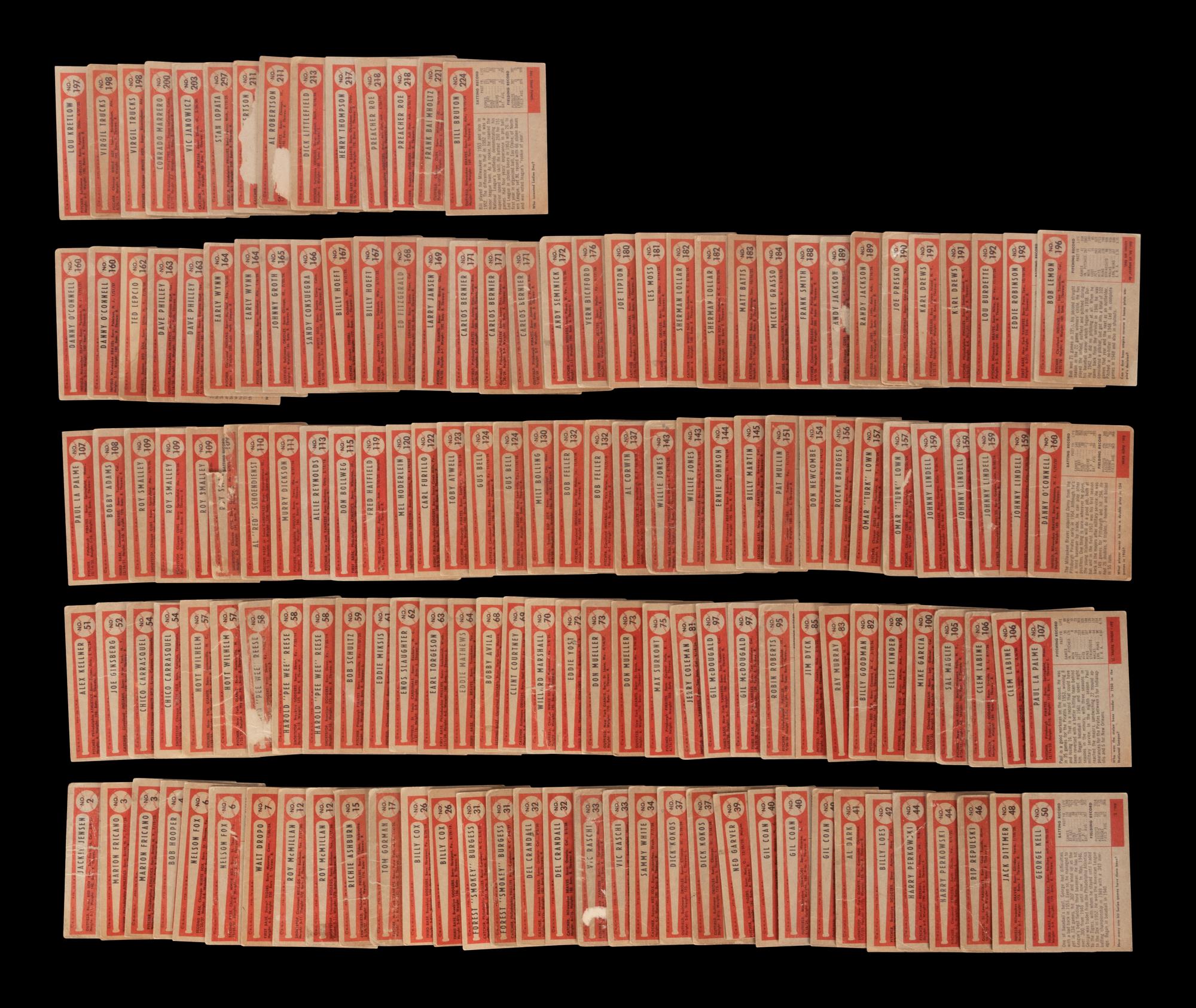 A Group of 149 Assorted 1954 Bowman Baseball Cards Including Hall of Famers