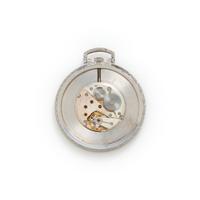BUCCELLATI, 18K WHITE GOLD OPEN FACE POCKET WATCH AND FOB CHAIN