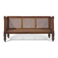 A Rare Classical Gilt-Stenciled and Faux Rosewood Cane Upholstered Box Sofa