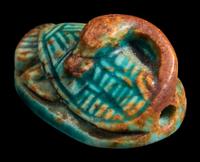 An Egyptian Faience Duck Scaraboid