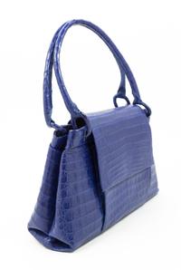A Nancy Gonzalez Blue Columbian Crocodile Handbag, 13" x 9" x 2.75"; Handle drop: 7".