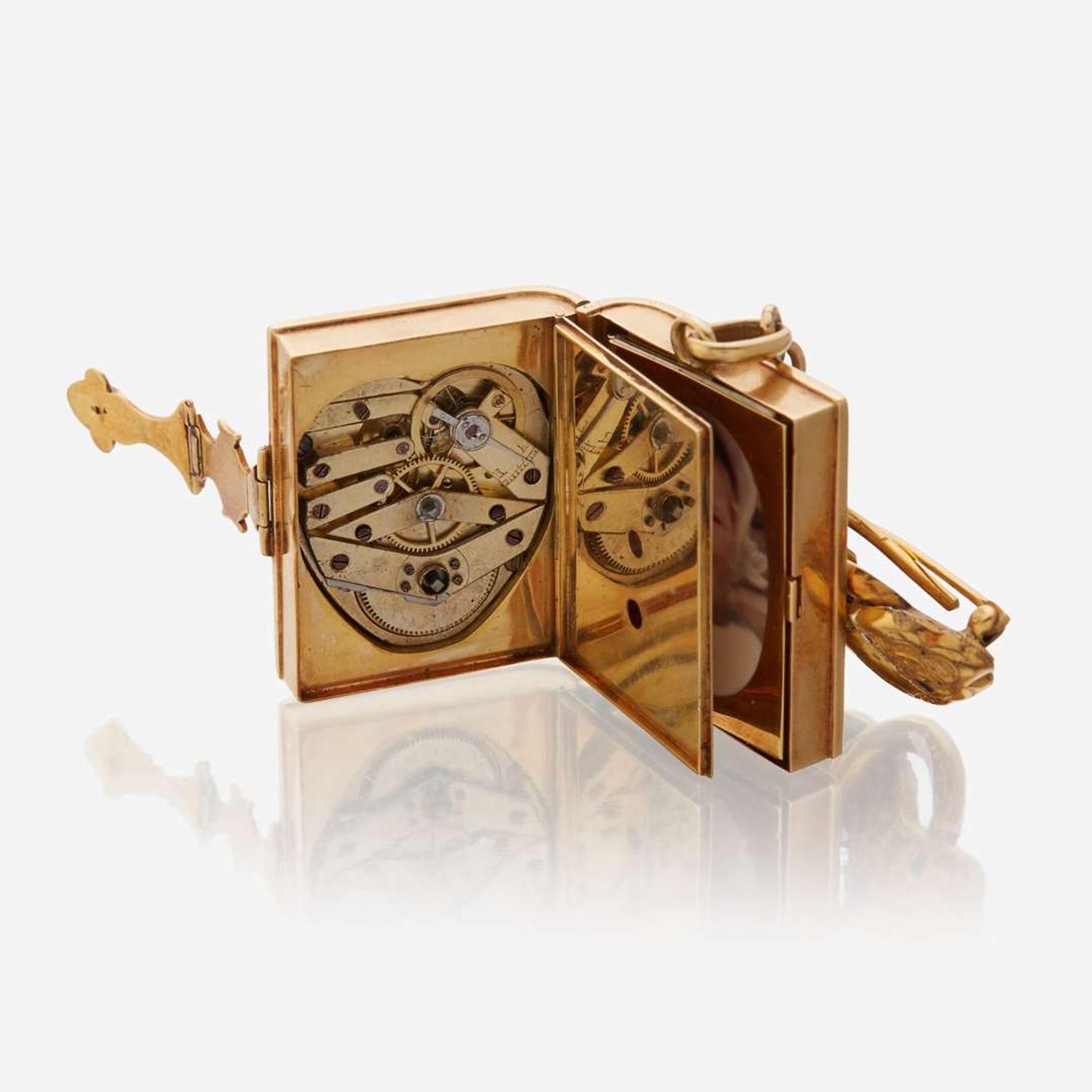A fourteen karat gold and enamel keepsake pendant watch, Swiss