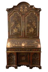 A George II Style Chinoiserie Lacquered Secretary Bookcase